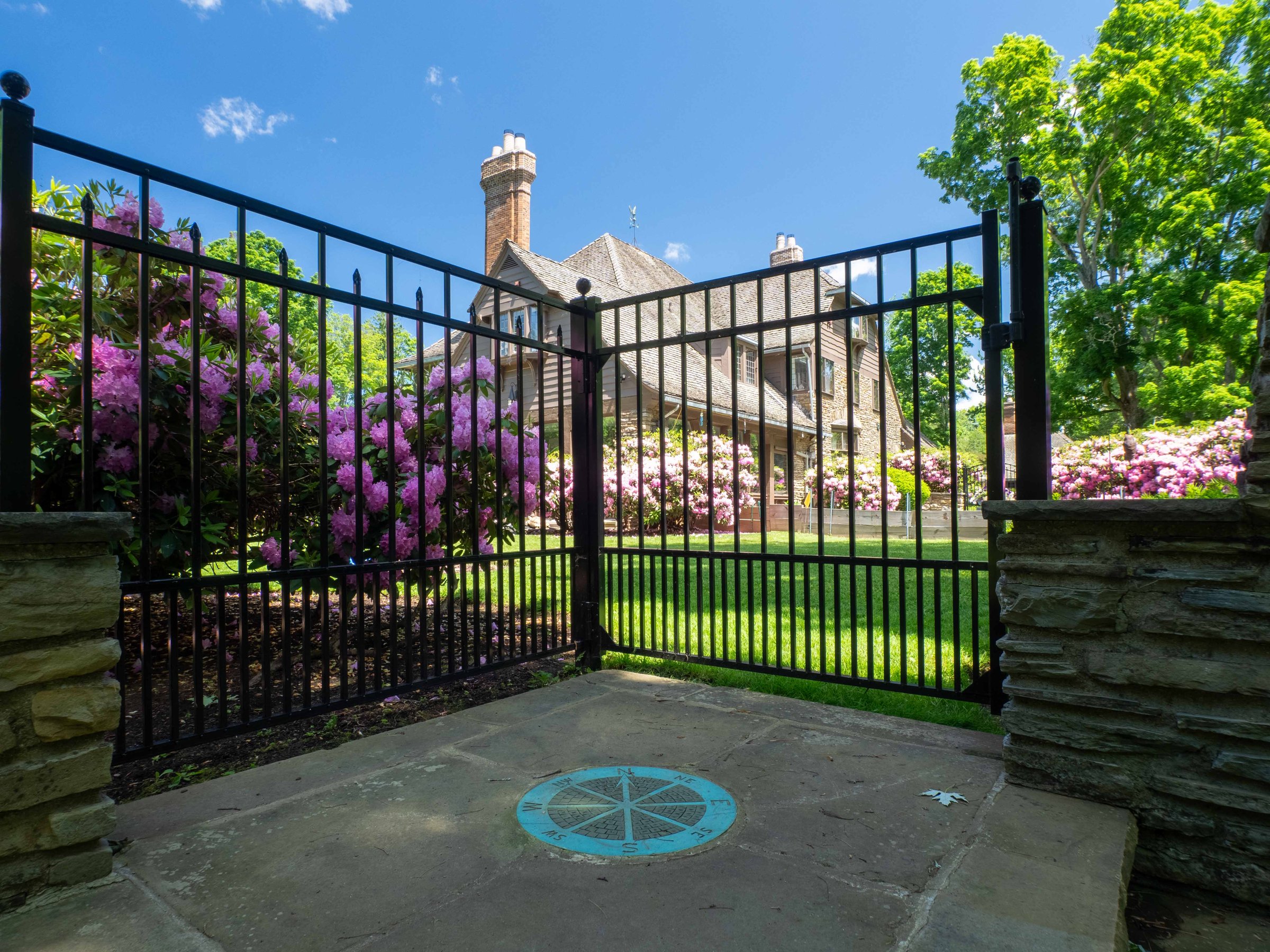 The Selden House viewed through the iron gates