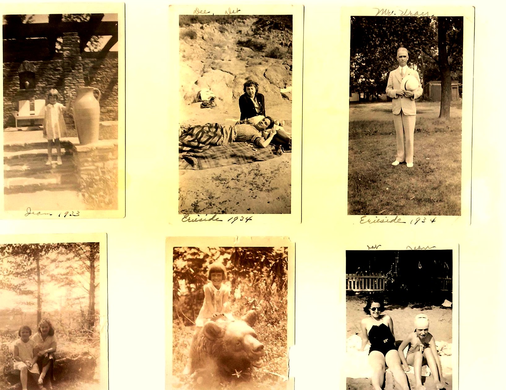 A child named Jean photographed beside the bath house in 1933